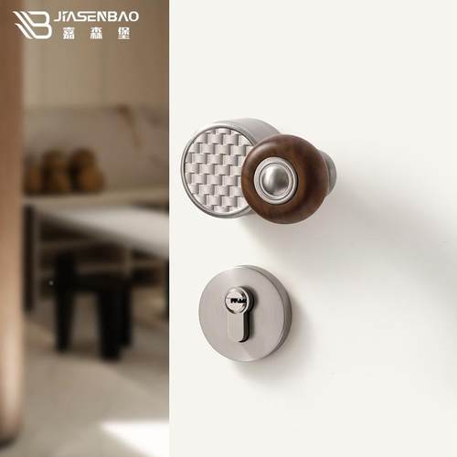 卧锁室古房门无品牌/室内房间门把中古风胡桃手木复磁吸静音木门 - 图0