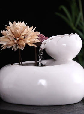 小型流水鱼缸陶瓷水景桌面摆件葫芦招财假山时来运转喷泉景观礼品