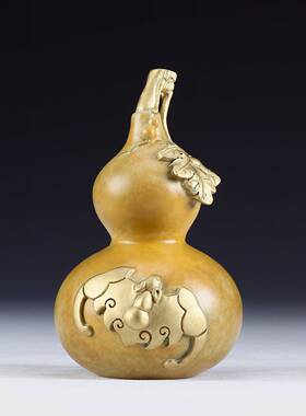 彩件铜双钱葫彩铜12#芦摆面件家居办公桌中式铜芦把玩桌铜工葫艺
