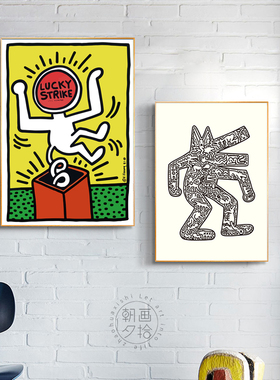 凯斯哈林装饰画涂鸦挂画波普风艺术潮流客厅卧室床头背景墙面壁画