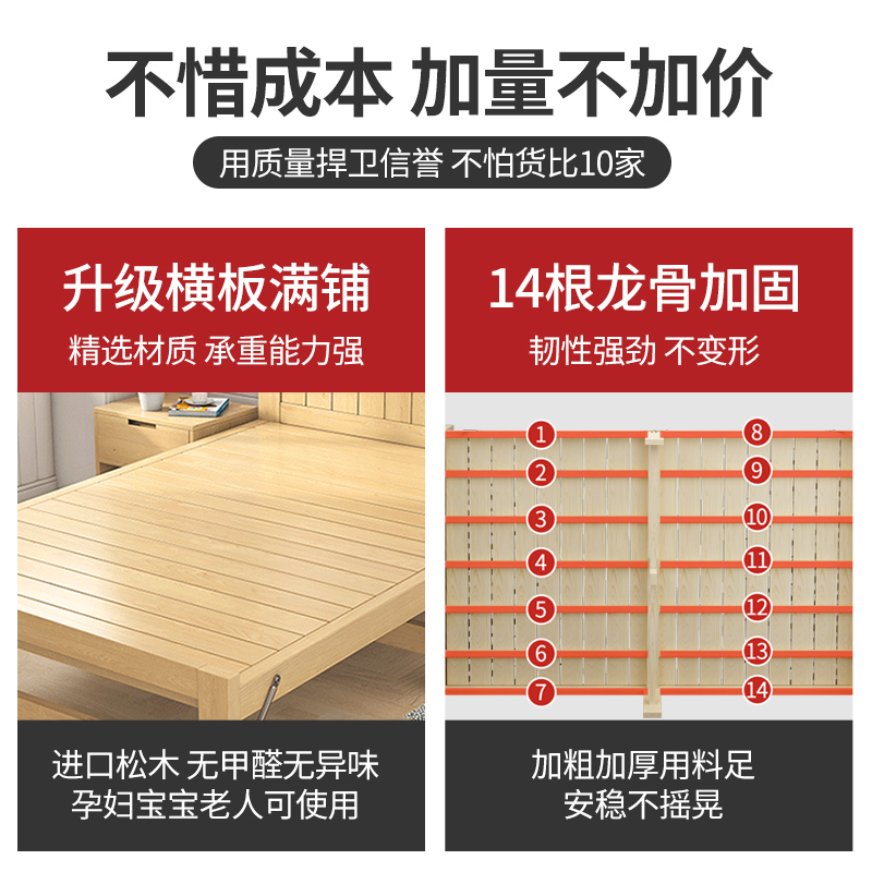 折叠床单人午休床家用简易实木床1.2米1.5米办公室经济型人小床 - 图1