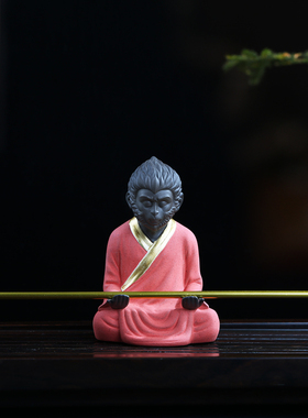 鱼缸造景装饰齐天大圣孙悟空摆件白瓷猴子可爱萌家居茶桌茶玩水族