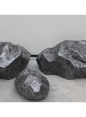 玻璃钢电镀幻彩石头雕塑酒店售楼处大堂软装艺术美陈装饰摆件落地