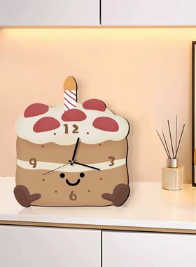可爱创意桌面时钟摆件奶油风客厅电视柜装饰品钟表高级感家居好物
