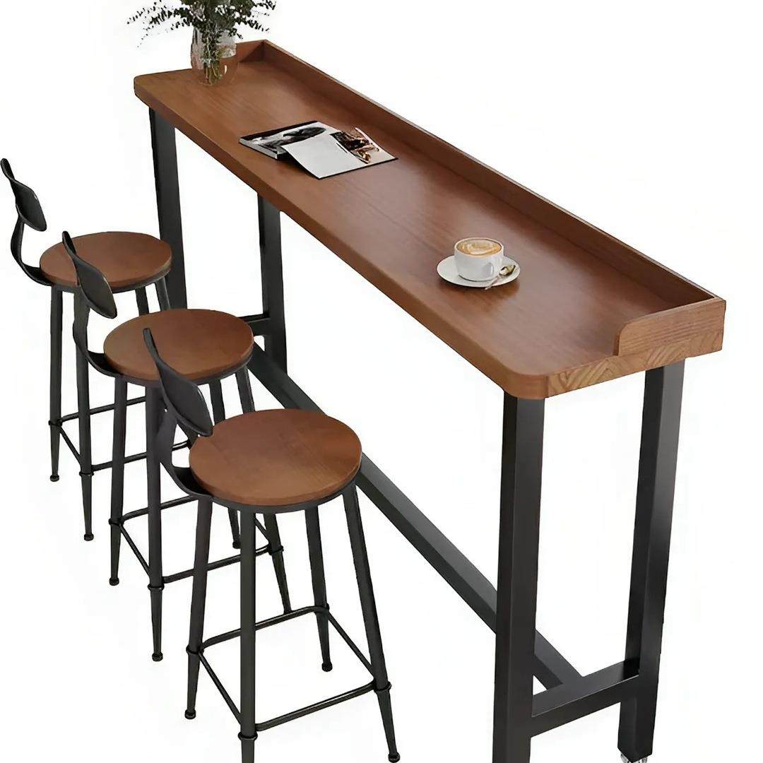 铁艺高脚714桌吧桌台靠台窗实木子酒吧桌椅组合家用窗边挡板长条,淘宝优惠券,粉丝福利购,淘宝优惠卷