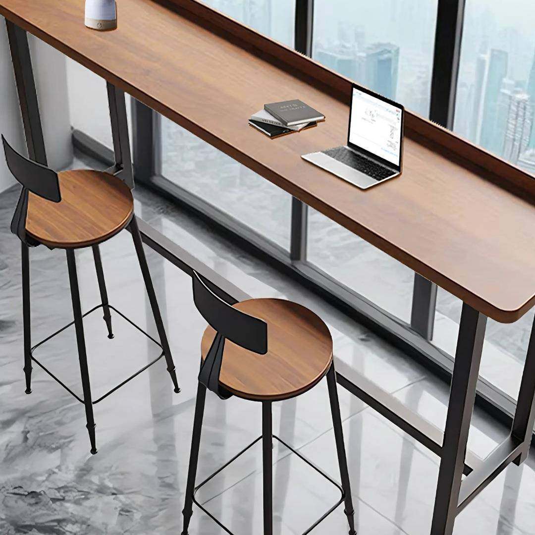 铁艺高脚714桌吧桌台靠台窗实木子酒吧桌椅组合家用窗边挡板长条,淘宝优惠券,粉丝福利购,淘宝优惠卷