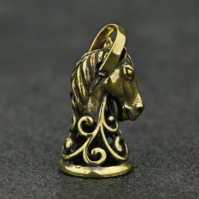 Antique pure brass horse head bell small pendant pendant antique copperware old antique miscellaneous collection old old objects