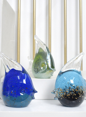 小动物摆件玻璃神仙鱼纯手工吹制桌面隔断现代客厅创意装饰工艺品