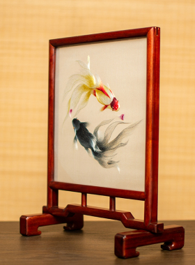 刺绣摆件成品古典双面绣桌面台屏苏州绣美中式小屏风家居饰品礼品