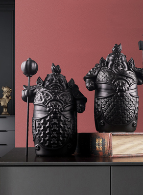 护宅门神哼哈二将新中式摆件家居装饰品客厅门口玄关电视柜书房