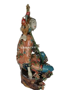 石湾陶瓷公仔美女仕女手工摆件客厅家居简约创意仕女满载而归