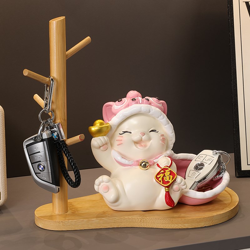 国风招财猫钥匙收纳玄关摆件入户客厅鞋柜可爱装饰品乔迁新居礼物 - 图1