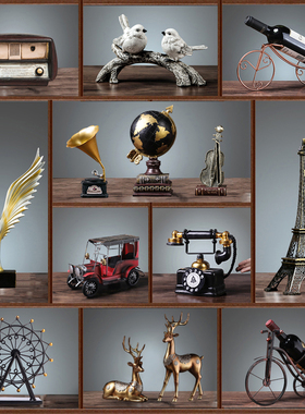 复古小摆件留声机创意家居客厅欧式服装咖啡店店铺轻奢酒柜装饰品