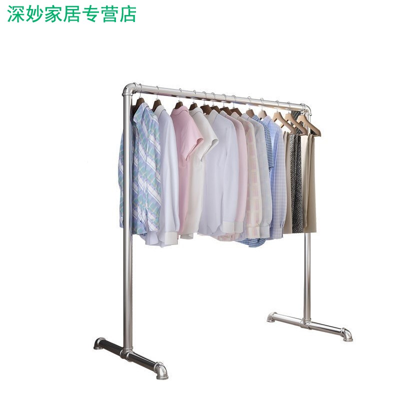 钢管单杆式晾衣架家用阳台卧室挂衣架不锈镀锌落地简易晒被凉衣杆 - 图3