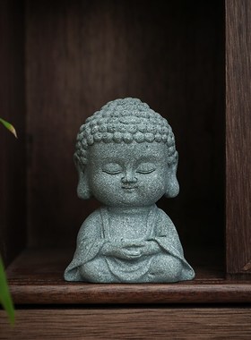 辉道 青砂石茶宠小如来摆件中式国风茶盘摆放假山鱼缸造景精品