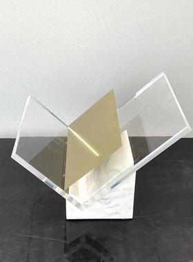 GTR简约现石亚克力大书架书报档书夹摆杂志件架售楼处软装饰品