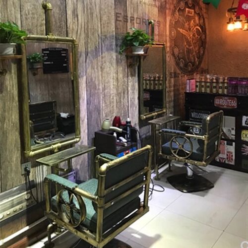 loft工业风理髲店壁挂单双面镜台铁艺水管潮店发廊落地式复古镜台 - 图0