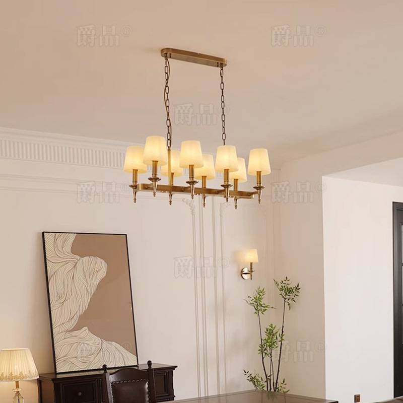 简约美式全铜餐厅吧台长排吊灯 创意个性复式楼别墅餐桌书房灯具,淘宝优惠券,粉丝福利购,淘宝优惠卷