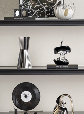 现代家居小生境沙发背景墙摆件样板房酒店商务风格书架高档软摆