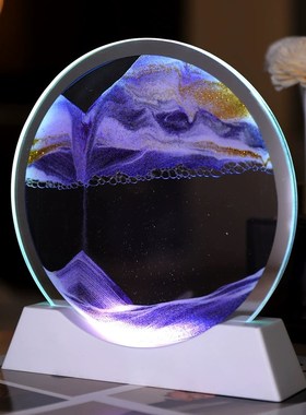 流沙画沙漏摆件夜灯2025款3d客厅酒柜装饰品轻奢解压台灯毕业礼物