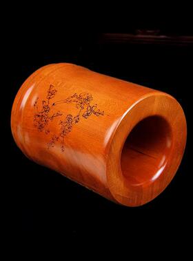 泰山福缘阁桃木文昌笔筒大展鸿图木雕笔筒书房书桌办公室摆件