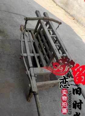 民俗怀旧老物件农村小推车木轮平板车牛头小推车孔明车古镇景区展
