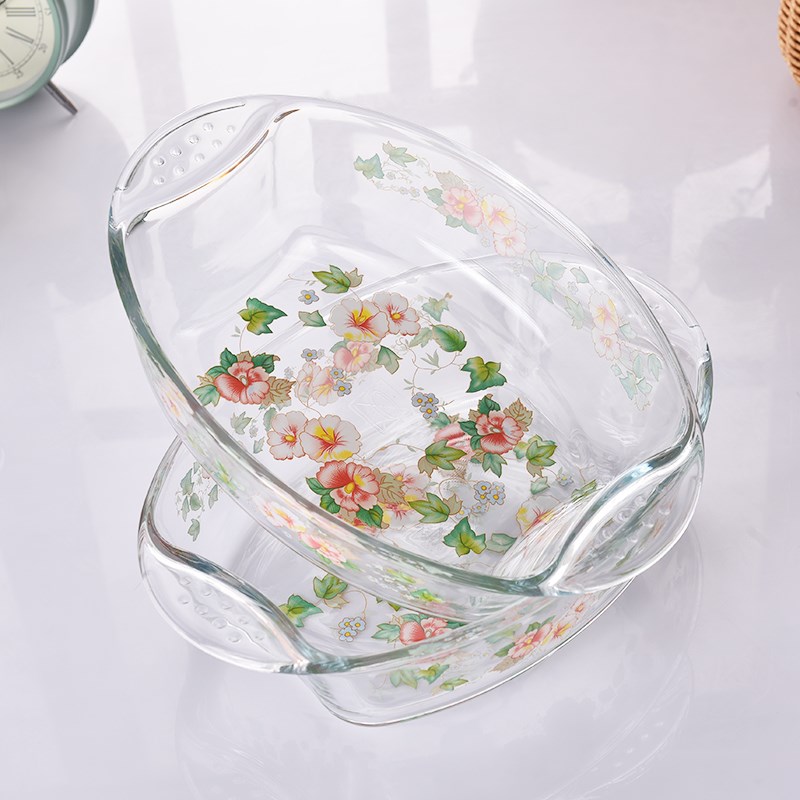 韩国家用高硼硅烤盘玻璃蒸煮烤鱼盘芝士焗饭沙拉盘拌菜盆菜盘大盆 - 图1