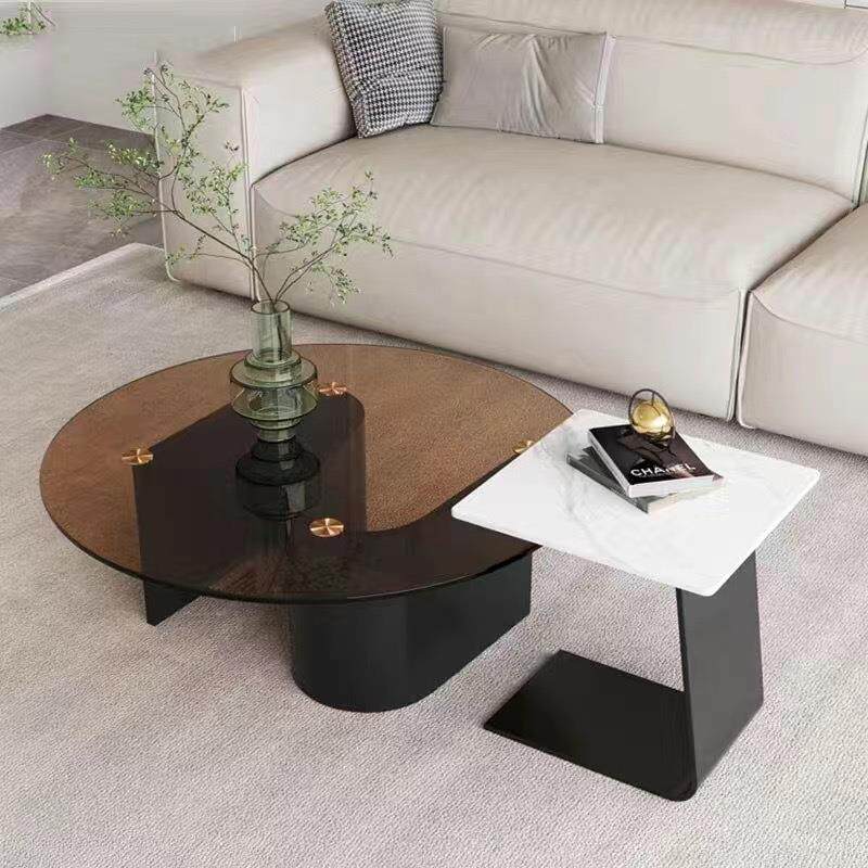 约钢化玻璃茶几DXL轻奢小现代简户型客厅家用茶几桌意式极简圆大 - 图2