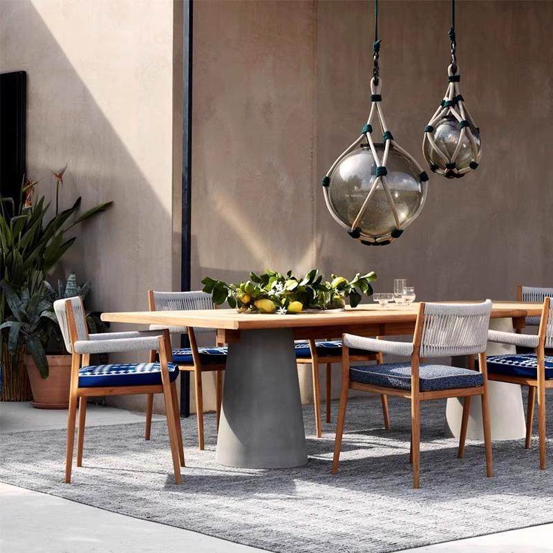 户外柚木桌椅庭院家具露台防腐木圆桌阳台藤椅花园室外藤编椅组合,淘宝优惠券,粉丝福利购,淘宝优惠卷