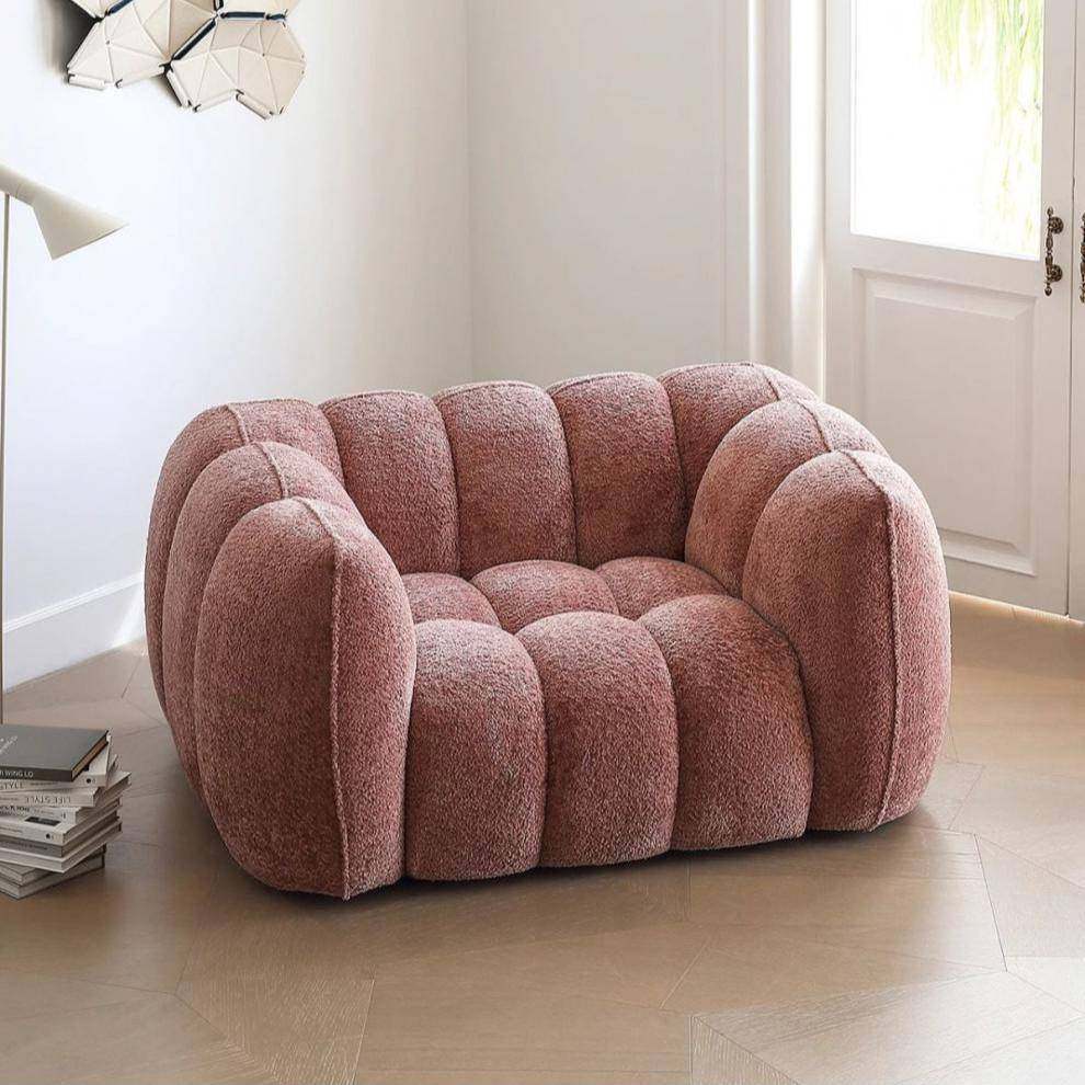 法式复古风南瓜沙发宁静粉现代简约沙发小户型单人沙发客厅休闲椅,淘宝优惠券,粉丝福利购,淘宝优惠卷