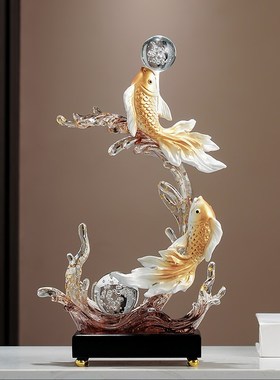 入户玄关壁龛年年有余酒柜摆件风生水起锦鲤装饰品乔迁新居礼品