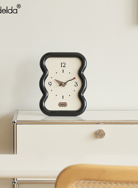 Mandelda客厅级感桌面时钟摆件玄关电视柜简约奶油风座钟装饰品