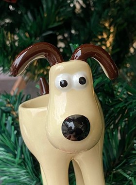 卡通超萌治愈立体小奶狗陶瓷鸡蛋托复古餐桌仪式感桌面摆件蜡烛台