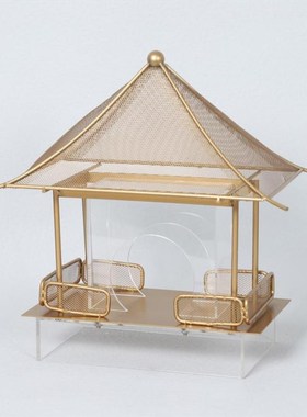 金属宫殿摆设新中式轻奢家居软装饰品售楼处酒店书架橱柜金色摆件