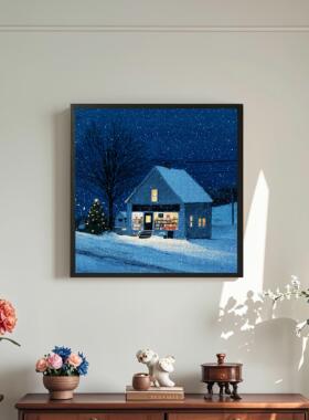 Mood新品【凌晨书店】300片/1000片高级爆款节日插画蓝卡木质拼图