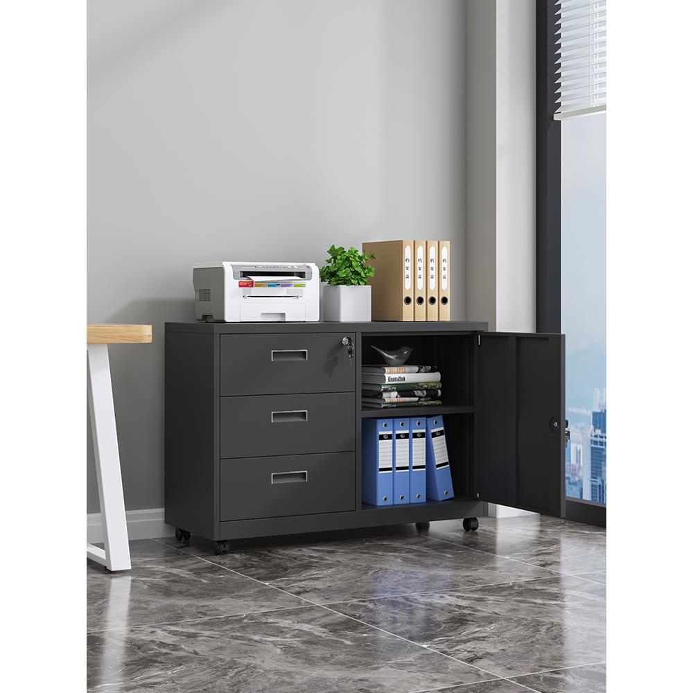 ft铁皮矮柜办公文件柜带锁移动抽屉柜资料储物收纳桌边小柜子活动 - 图2