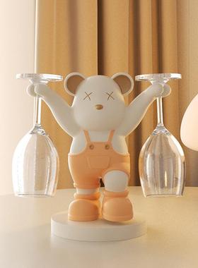 暴力熊杯创可爱红酒杯摆件暴高档轻奢客厅意酒柜力熊红酒架架餐边