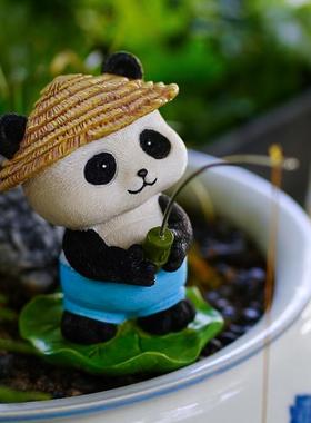 鱼缸水族箱造景熊猫钓鱼翁庭院流缸水鱼池假摆山乌龟景微UPD观装