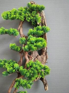 仿真迎客松树枝墙上装饰品植物枯木壁挂客厅场景布置造景创意挂件