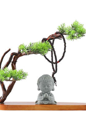 创意根雕底座天然树根客厅摆件装饰品实木家居禅意风化小沙弥枯木