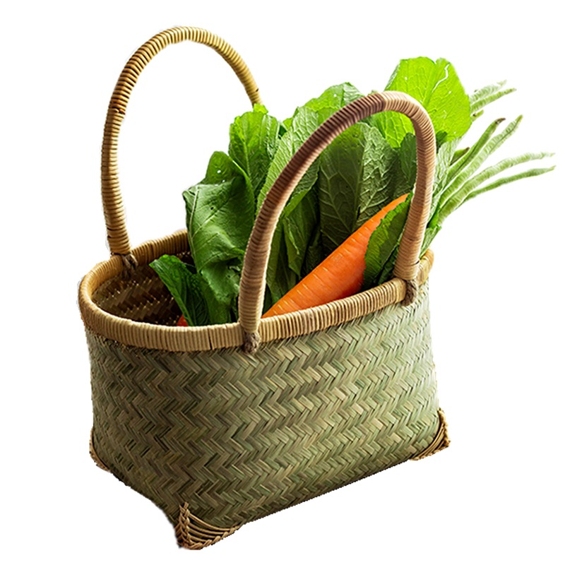 家用手工藤编买菜篮子野餐篮子手提竹提篮竹编菜篮装水果鸡蛋篮大 - 图3