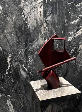 代简约创意红色抽象几何摆件雕塑板房厅展柜ES-A6354现桌样台客面