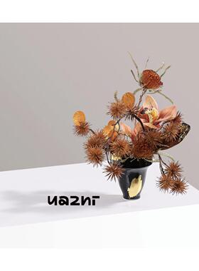 花小金祇新中手VNJ式工箔花器橙色系花艺耀彩样间展厅茶几板摆件