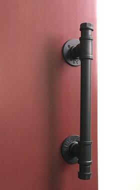 简TQS约水管大包拉手工木门大门tv酒店k厢专用门把手明装黑色业风