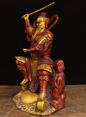 纯铜王灵官神像王天君三眼灵官护法火神铜像居家供奉客厅中式摆件