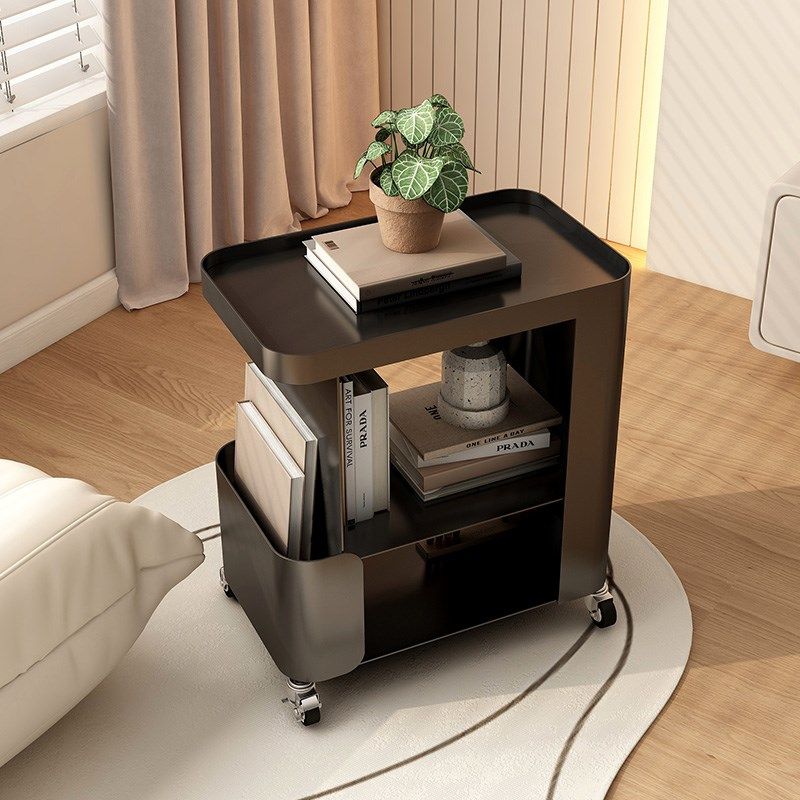 可移动奶油风边几家用客厅铁艺带轮推车茶几置物架沙发边柜高级感,淘宝优惠券,粉丝福利购,淘宝优惠卷