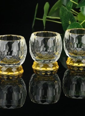 佛前供水杯K9水晶玻璃文武财神关公观音大悲水杯酒盅杯佛前供杯