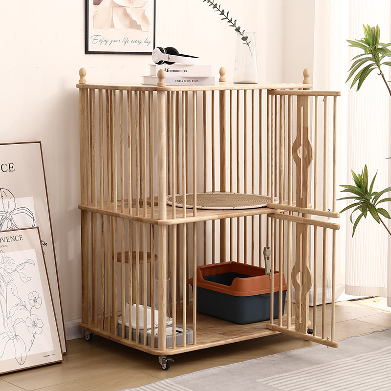 【加宽】实木两层猫窝别墅笼子人猫共用半封闭猫跳台中小型猫屋窝,淘宝优惠券,粉丝福利购,淘宝优惠卷