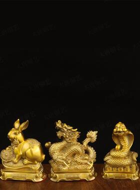 纯黄铜生肖吉祥物饰品，铜鼠，牛，虎，兔，龙，蛇，马，羊，猴，
