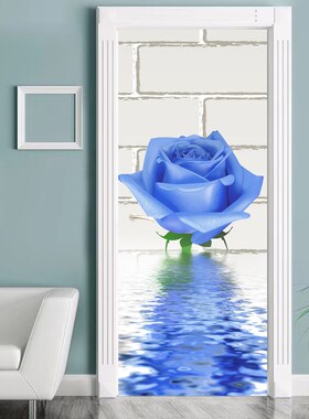 防盗门装饰立体门贴贴纸整张3d贴画门画铁门仿真自粘假门上遮欧式